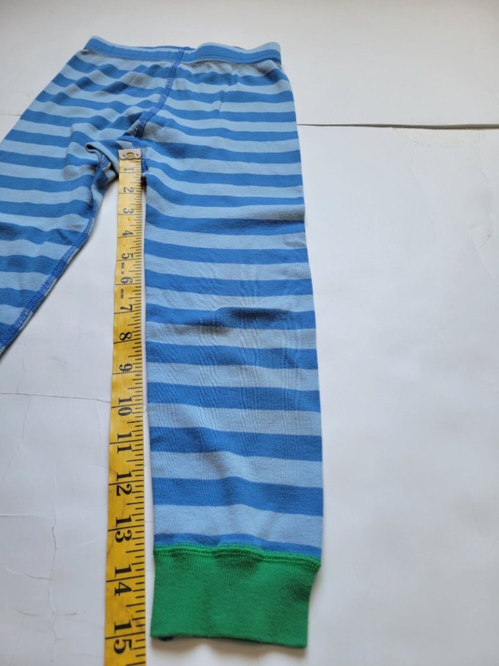 Hanna Andersson pajama pants feature a blue striped green cuffs Sz 4 loungewear - Picture 7 of 8